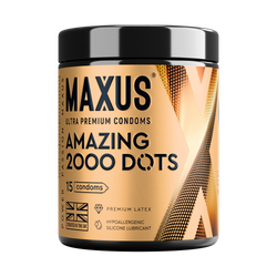 Презервативы MAXUS 2000 Amazing Dots №15 с железным кейсом, точечные, 15 шт