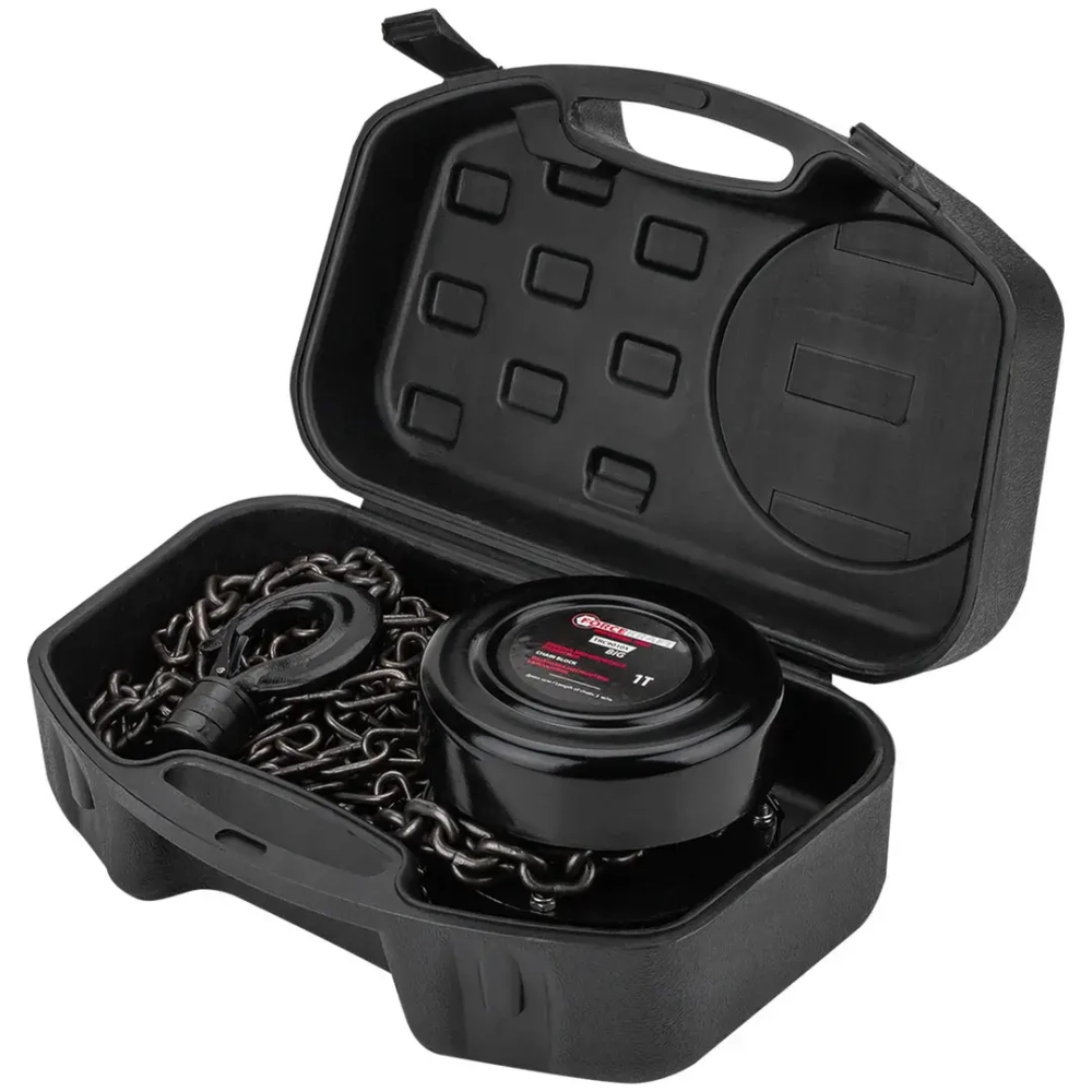 Лебедка механическая подвесная с фиксацией цепи натяжения, 1т (длина цепи - 2.5м) в кейсе FORCEKRAFT FK-TRC9010S BIG