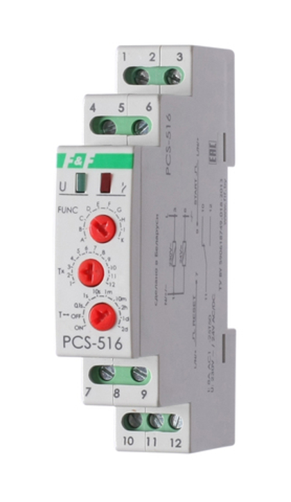 Реле времени PCS-516 8А 230В 1 перекл. многофункц. вход: START/RESET (аналог РВО-1М)