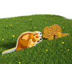 Уличный двусторонний модуль с сенсорными элементами Тактильный топиарий Животные леса