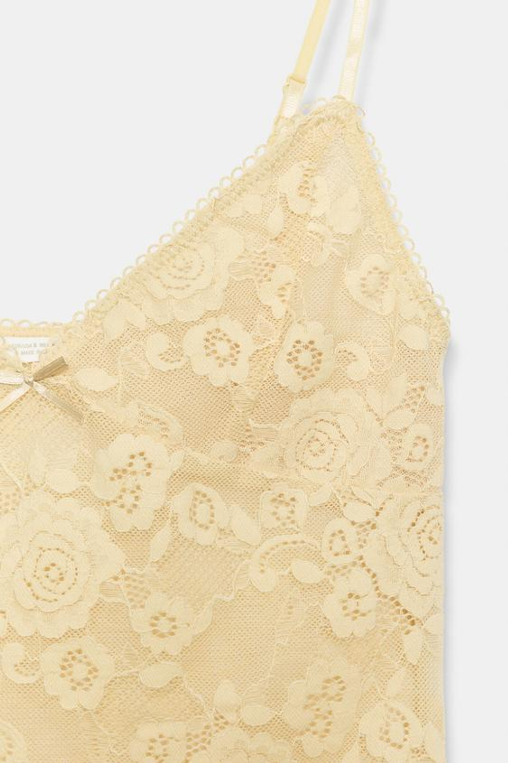ZARA ТОП С КРУЖЕВНЫМИ БРЕТЕЛЯМИ, ВАНИЛЬНЫЙ