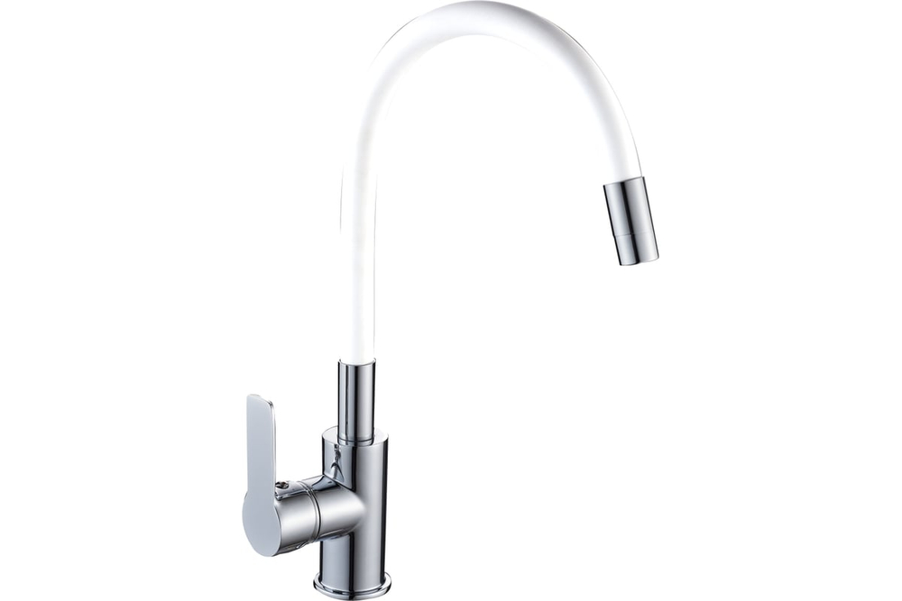 Смеситель для кухни Santa-Barbara GOTA ROSIO, силикон. излив, белый, LAT 302531