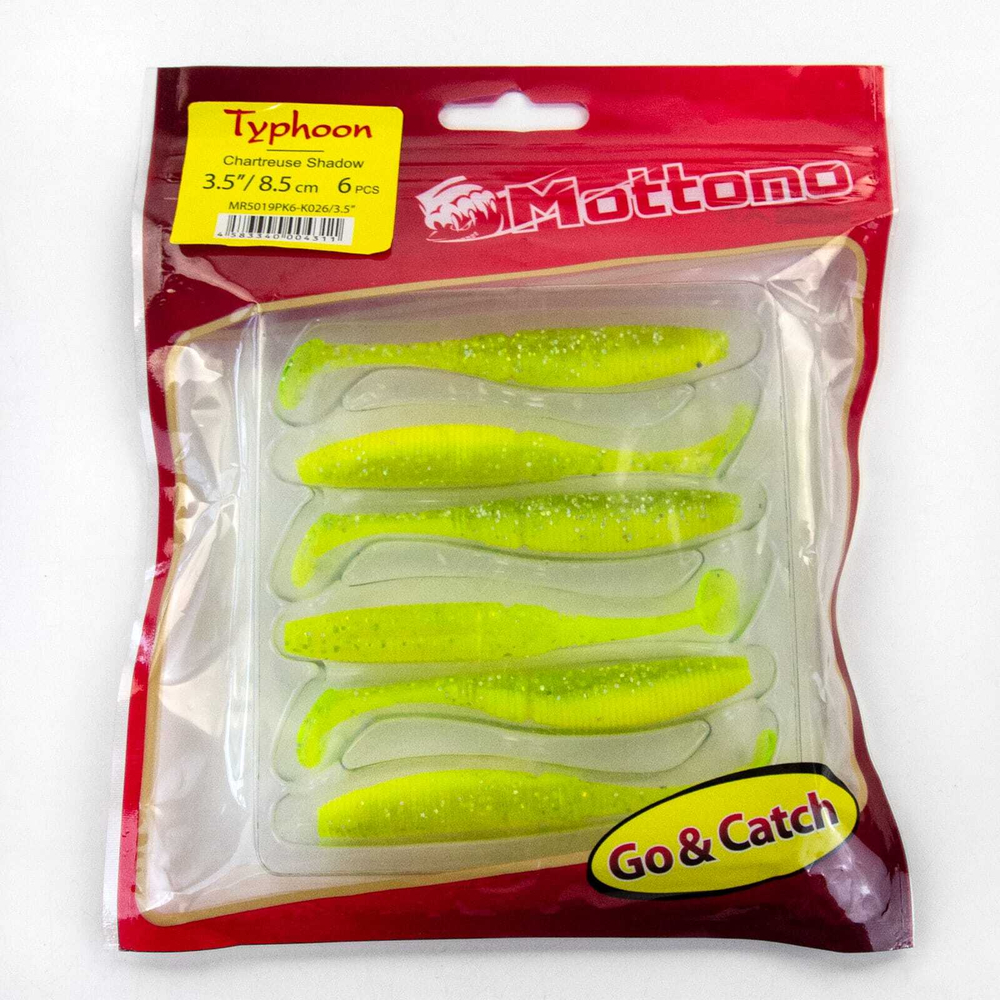 Виброхвост Mottomo Typhoon (85мм, 4гр), 6шт/уп