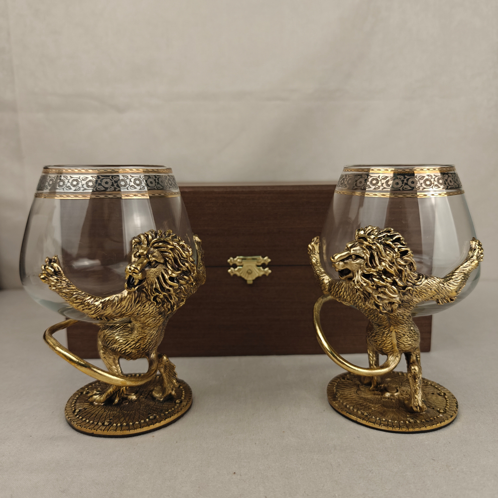 Набор из 2-х бокалов для коньяка "Два льва" (подарочный футляр)