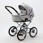Универсальная детская коляска Adamex Porto Retro TIP PS-11 3в1 (Светло-серый, светло-серая экокожа)