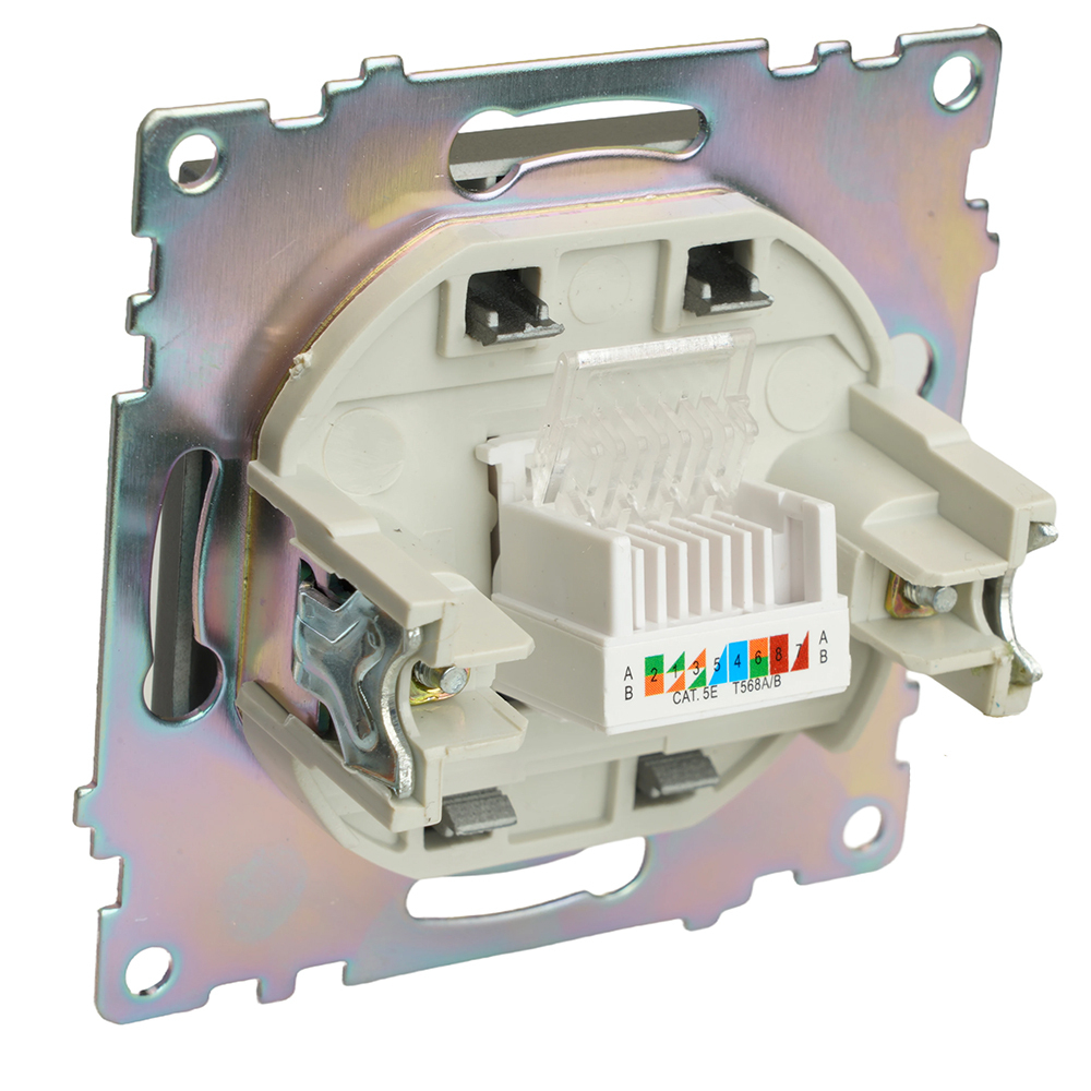 Розетка компьютерная 1-местная RJ-45 (механизм), серия Катрин, графит, GLS00-7107-06 49418