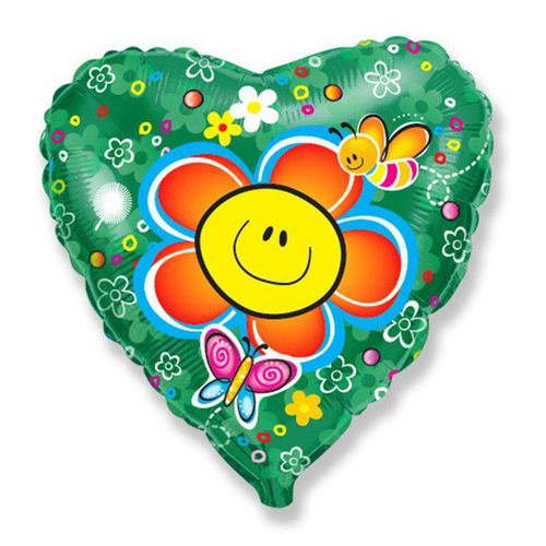 Шар 46см сердце Цветок улыбка