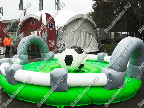 Надувной аттракцион Родео, мяч+батут, "Футбольный мяч", круглый, 6*6*3 м