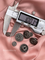 Пуговицы  установочные графитовые с сердцем комплект