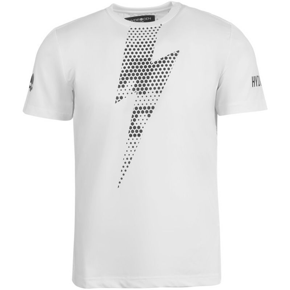 Мужская теннисная футболка Hydrogen Tech Thunderbolt Tee Man - white/black