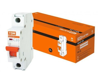 Автоматический выключатель ВА47-29 1P 20А 4,5кА х-ка С TDM SQ0206-0075