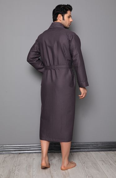 Вафельный мужской халат 12680 коричневый  NUSA