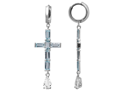 Серьги из серебра крестики с топазами