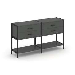 Shelf System Двухсекционный стеллаж двухярусный с ящиками SN.STM-222 Антрацит/Металл Черный 1590*400