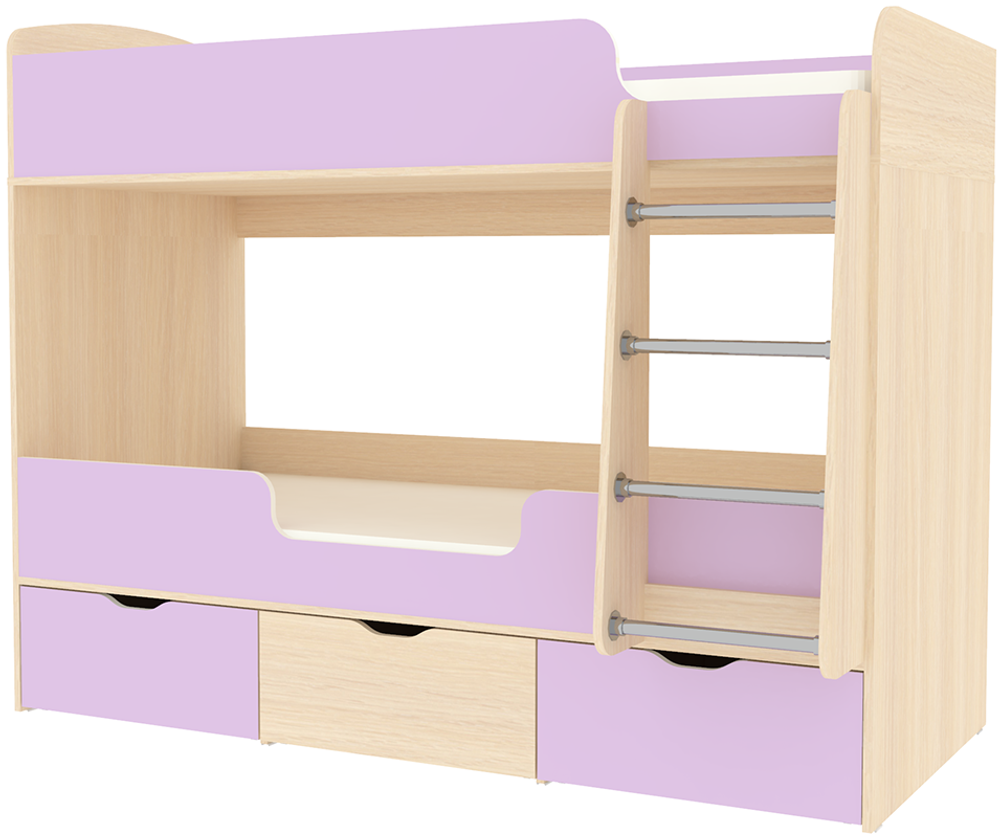 Кровать двухъярусная КарИВи Малыш Двойняшка 80х180  Дуб Молочный Ирис