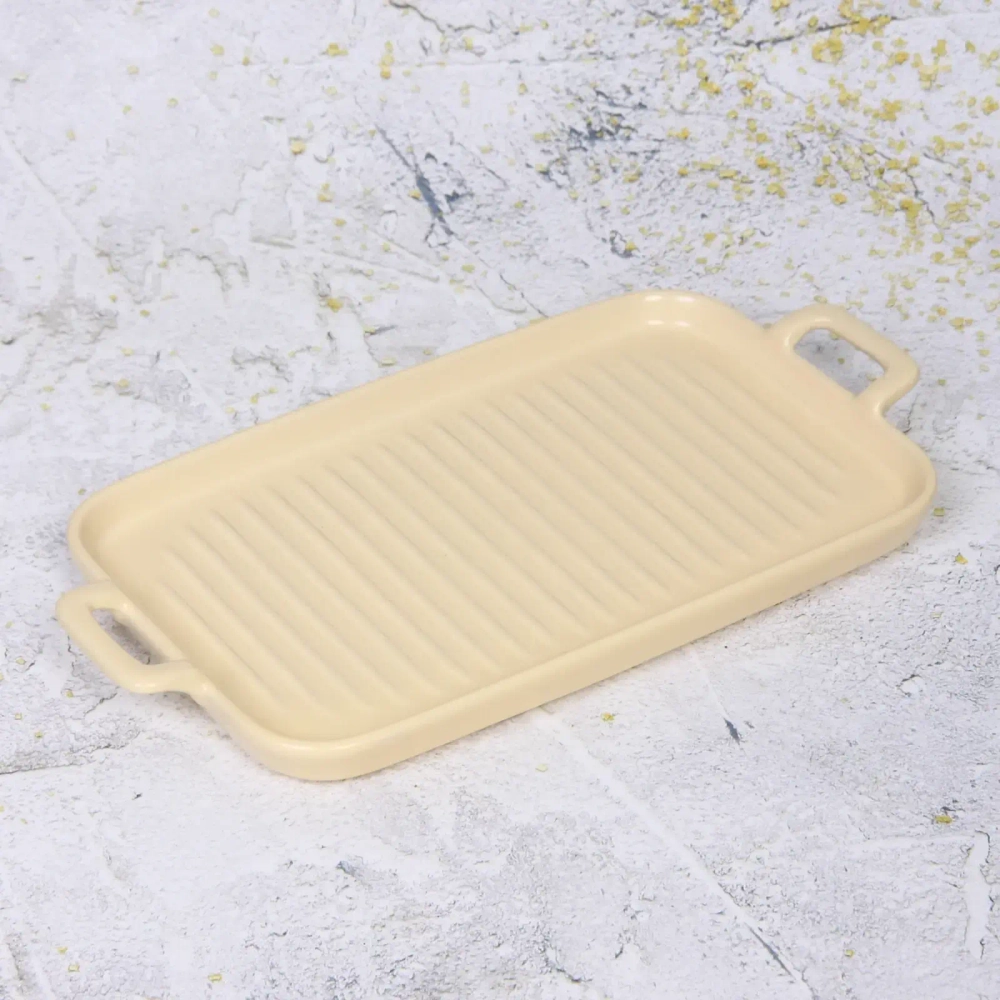 Блюдо керамическое «Акварель» 29*15*2,5см, бежевое