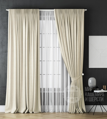 Комплект штор: КАСПИАН (арт. BL01-220-01)  - 300х270, (170х270)х2 см.  - (Возможна высота 250 см.) - белые