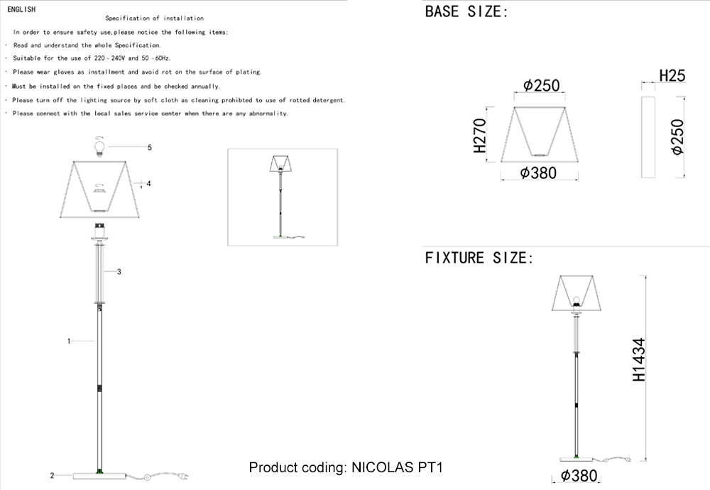 Торшер Crystal Lux NICOLAS PT1 GOLD/WHITE