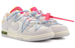 OFF-WHITE x Nike Dunk Low "The 50" NO.38 joint-branded flip-flops, blue shoelaces, red buttons, trendy low-top sneakers, the same style for men and women, gray and white