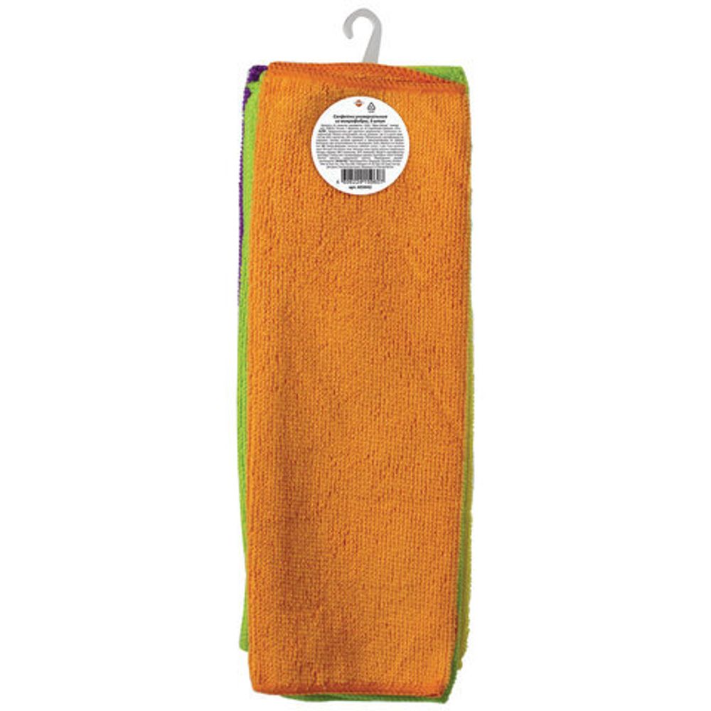 Салфетки из МИКРОФИБРЫ универсальные 30х30 см, КОМПЛЕКТ 5 шт., ассорти, 180 г/м2, ЛЮБАША, 603942