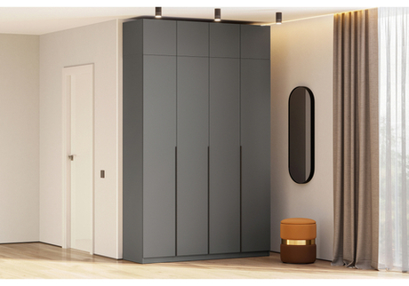 Шкаф Woodville Даиго с антресолью графит серый текстурный комплектация 3