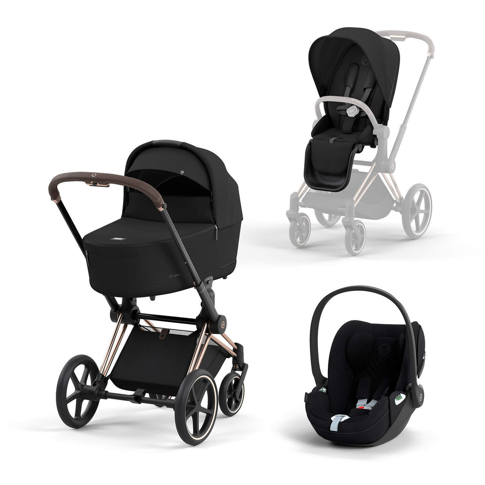Детская коляска Cybex Priam IV 3 в 1 Sepia Black на шасси Rosegold