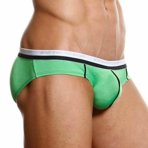 Мужские трусы брифы зеленые Andrew Christian V Slim Holiday Brief Green