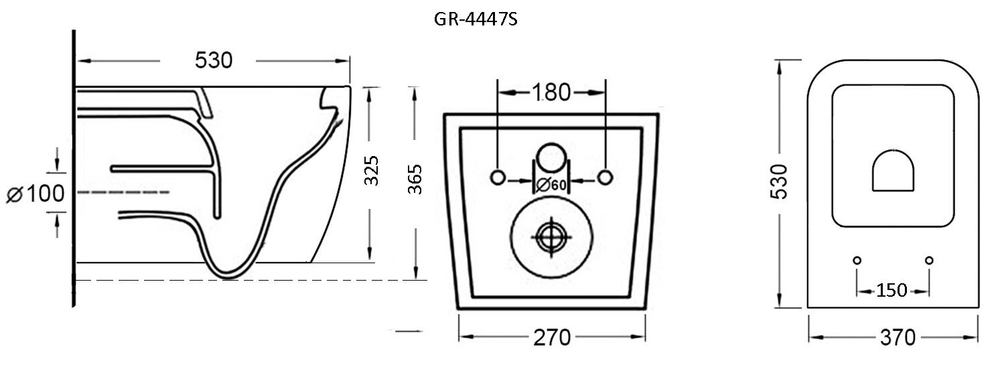 Унитаз подвесной безободковый с тонкой крышкой Grossman GR-4447S