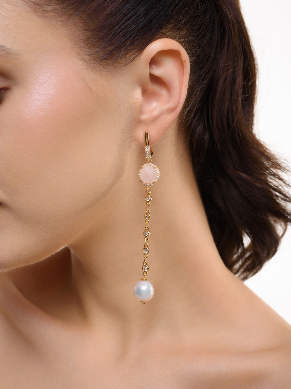 Серьги "Royal pearl gess amazonite" Gold