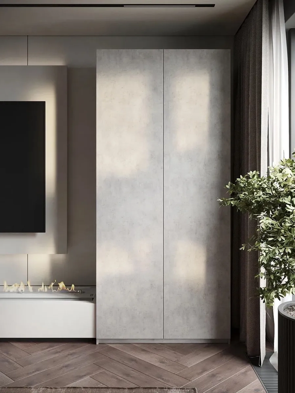 Шкаф Распашной Серый 101х220х52,5 SOHO Push to Move, полки