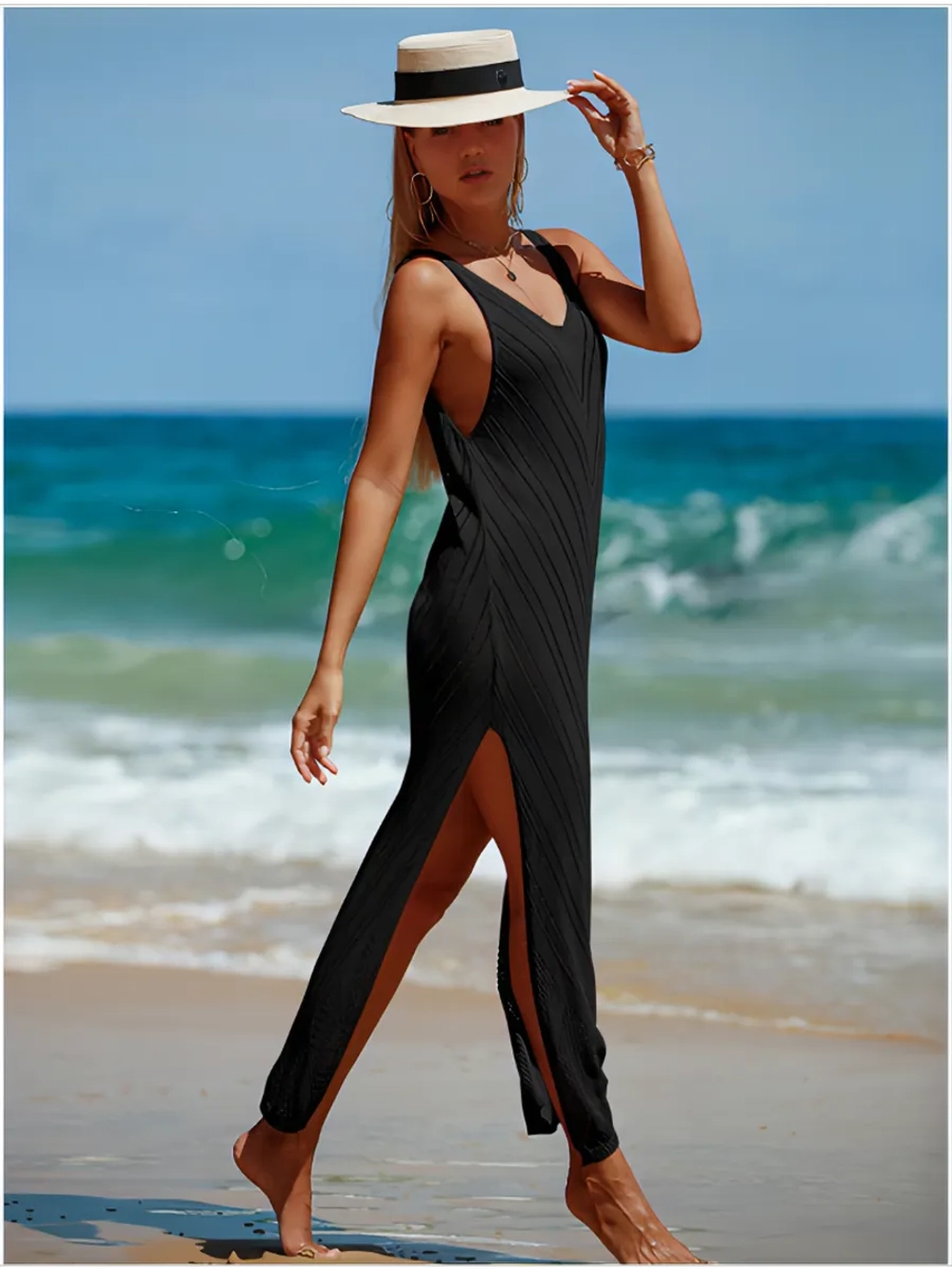 Туника пляжная вязаная платье майка