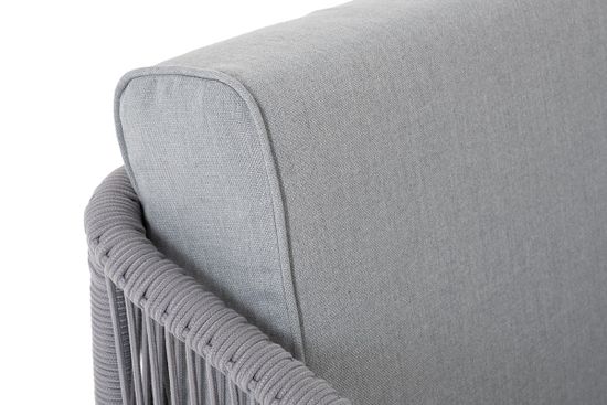 "Канны" диван модульный плетеный из роупа, каркас алюминий белый, роуп светло-серый круглый, ткань светло-серая