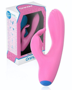 Розовый мини-вибратор типа ’’кролик’’ с управлением через приложение - 14,5 см. (Цвет: розовый)