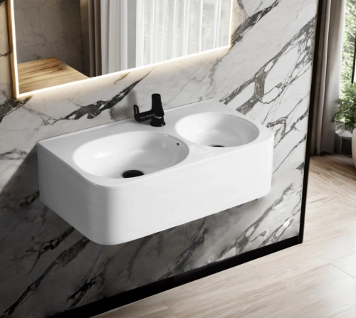 Раковина Double BRENTA (750х400х300) двойная подвесная Ceruttispa