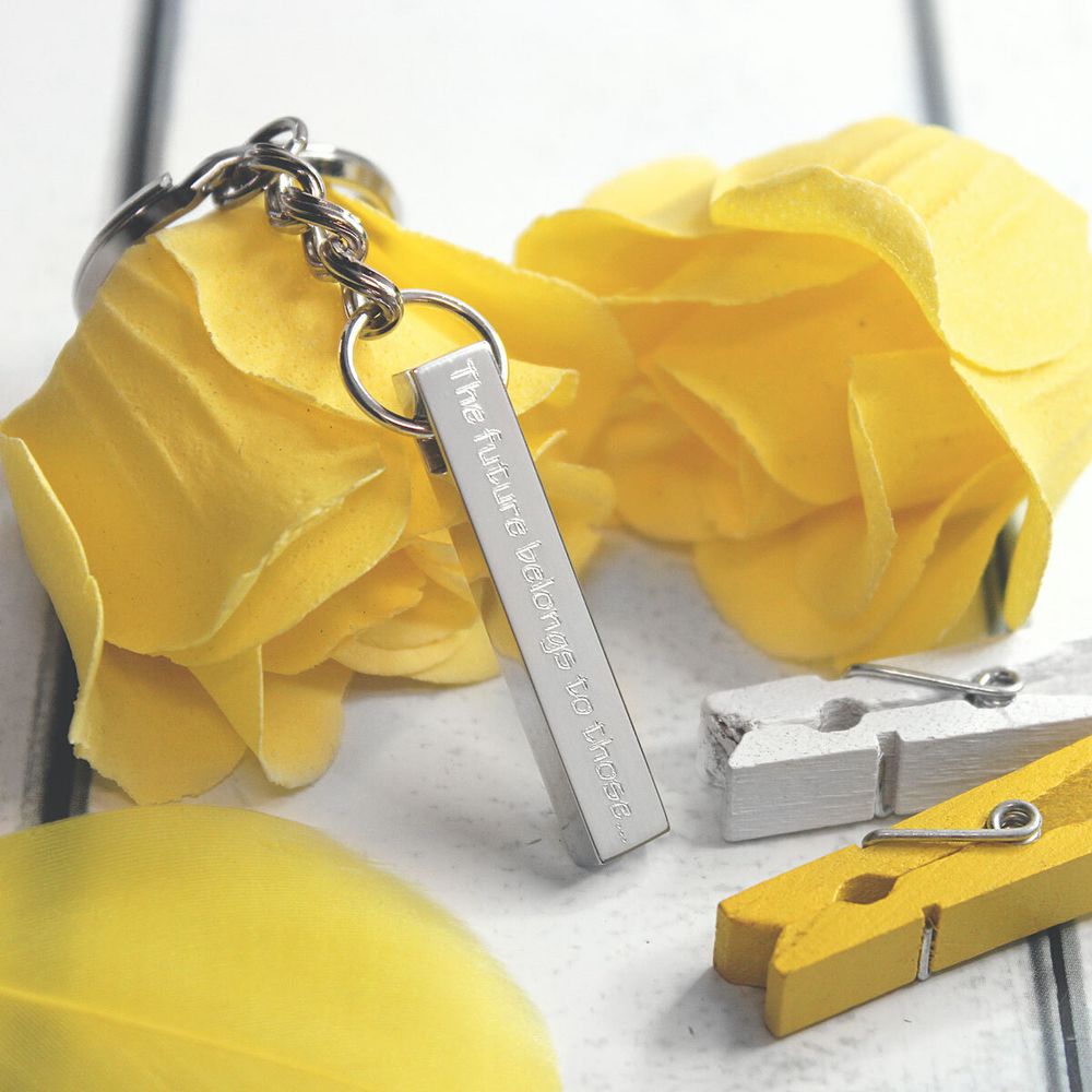 Серебряный брелок Брусок с гравировкой на заказ