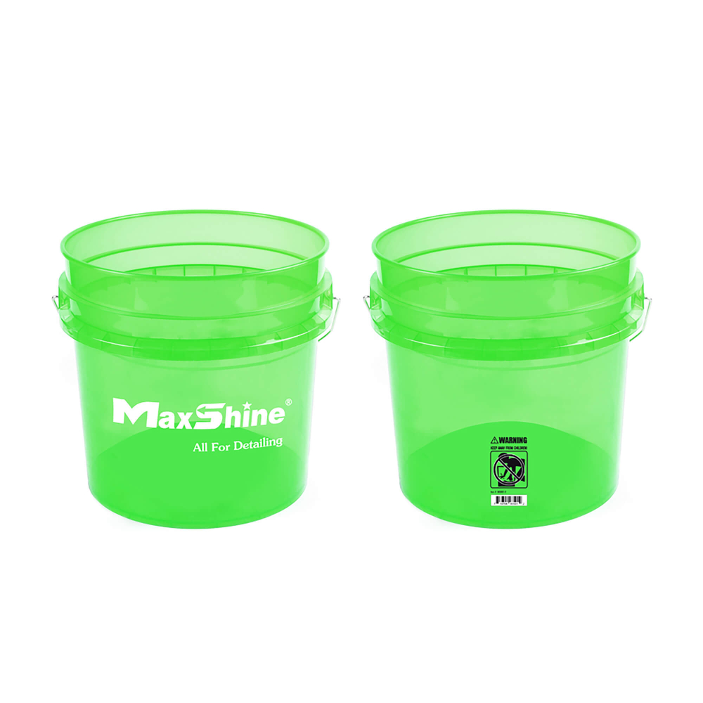 Ведро пластиковое, прозрачное, зеленое, 13 литров MaxShine, MSB001-GN
