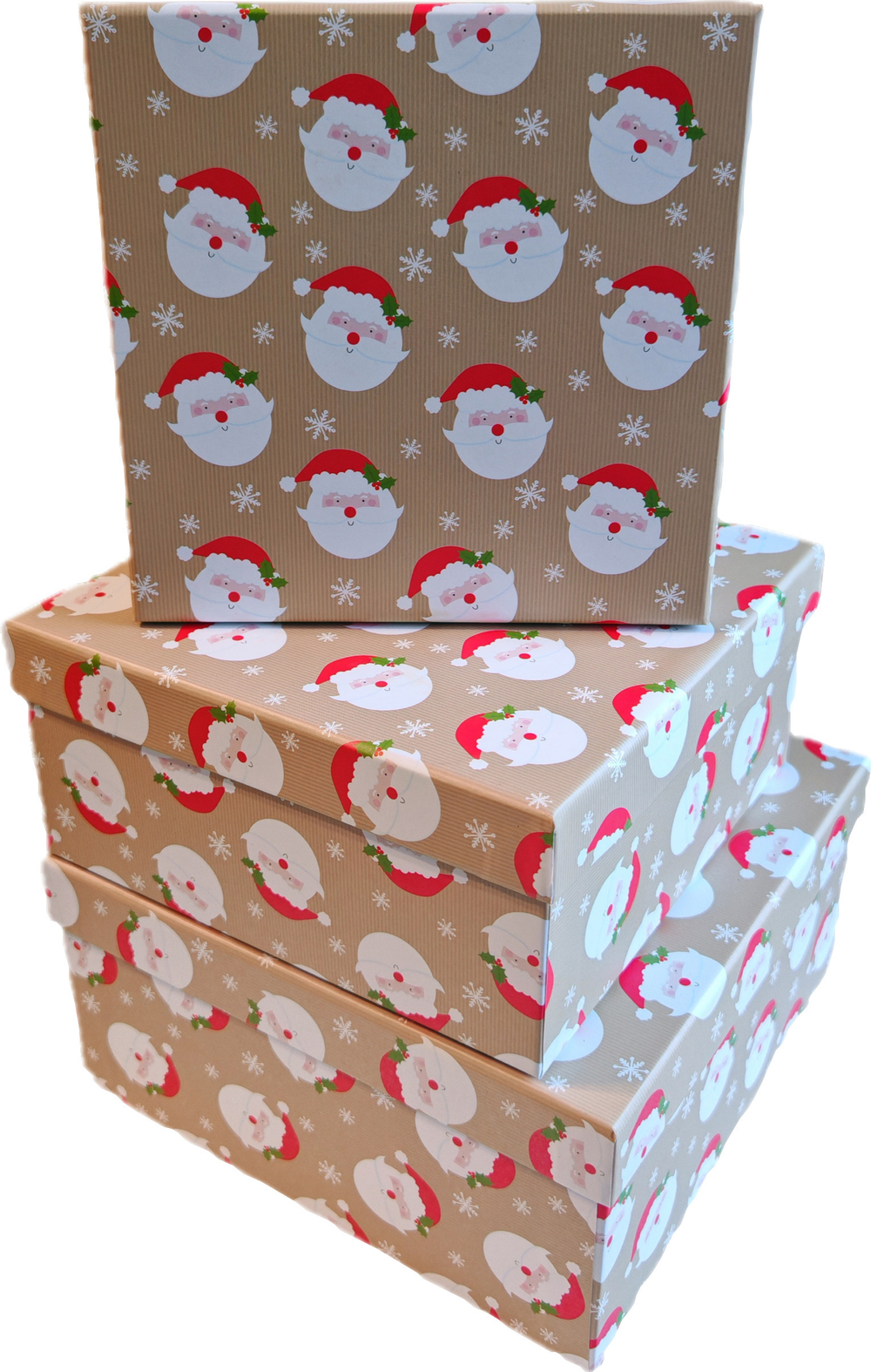 Набор подарочных коробок 3в1 "Дед Мороз" 15.5*15.5*6.5, 17.5*17.5*8 , 19.5*19.5*9.5см