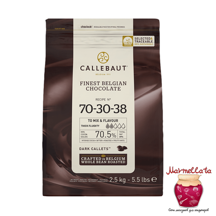 Шоколад Callebaut Горький 70,5%, 2,5 кг