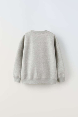 ZARA ТОЛСТОВКА С НАДПИСЬЮ MANHATTAN, СЕРЫЙ С МЕЛАНЖЕВЫМ ЭФФЕКТОМ