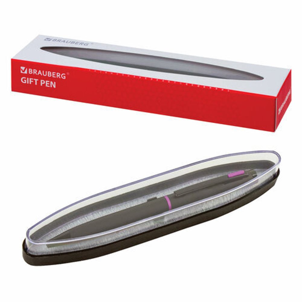 Ручка подарочная шариковая BRAUBERG "Tono", СИНЯЯ, корпус черный, синие детали, линия письма 0,5 мм, 143489