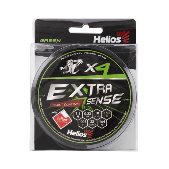 Шнур Helios Extrasense X4 PE Green 150m 1.5/22LB 0.22mm (HS-ES-X4-1.5/22LB)
