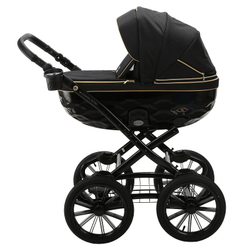 Детская коляска Adamex Chantal Retro 2 в 1 C1-A (ЧЕРНЫЙ+ЗОЛОТЫЕ МОЛНИИ)