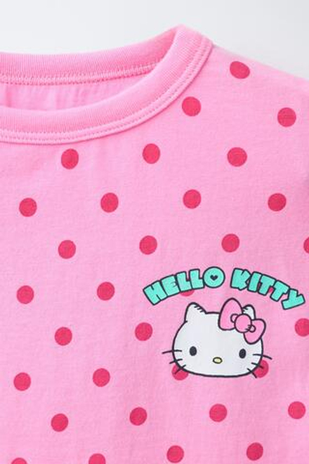 ZARA ФУТБОЛКА В ГОРОШЕК И СЕРФИНГ HELLO KITTY ©, РОЗОВЫЙ