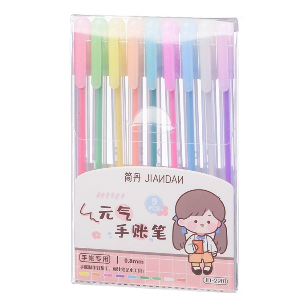 Ручка гелевая, Jiandan, цветные чернила, серия "Candy", 9 шт