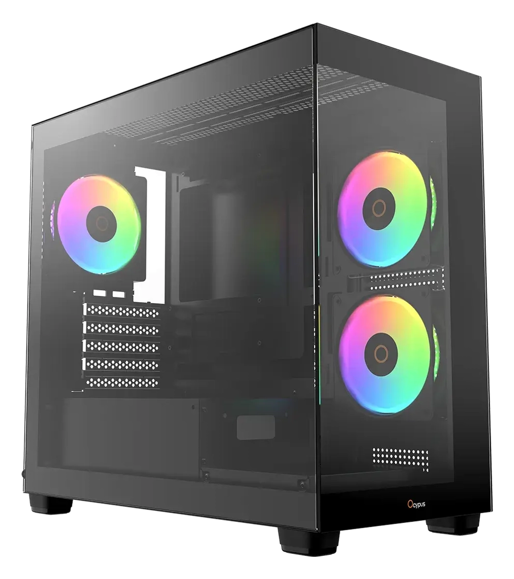 Корпус Ocypus Gamma C52 BK ARGB mATX/ITX 3xUSB Черный, Предустановленно 3x120мм ARGB Fans (Gamma F12 Elite), Gamma-C52-BKD300XX-GL