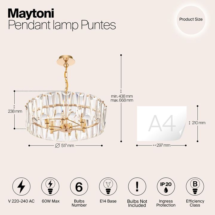 Подвесная люстра Maytoni Puntes MOD043PL-06G