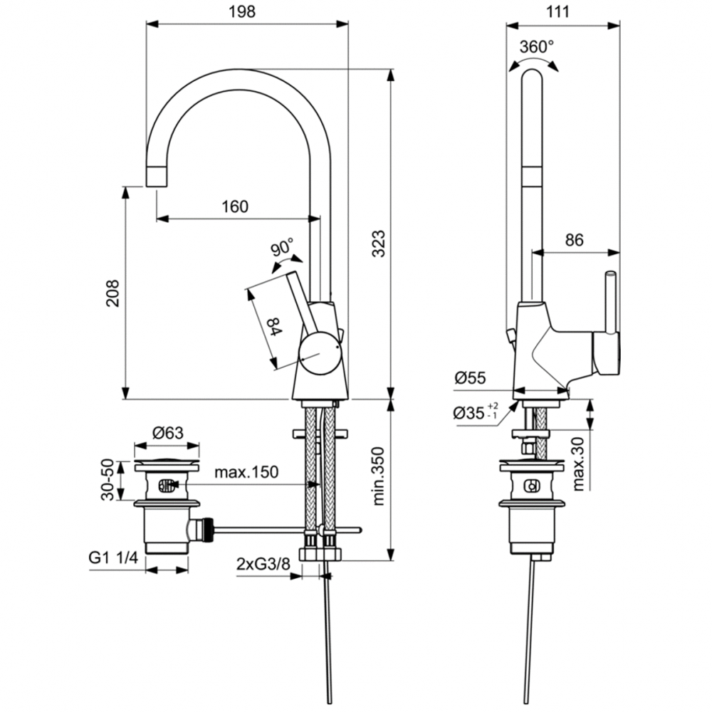 Смеситель Ideal Standard CERALINE BC195AA для умывальника