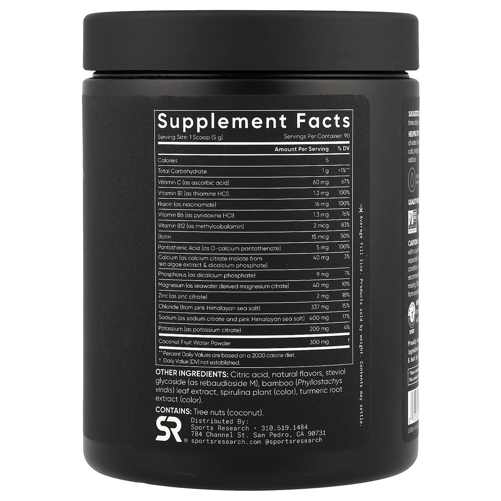 Sports Research, Hydrate, электролиты, лимон и лайм, 450 г (15,87 унции)