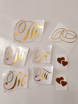 Наклейки свадебные зеркальное золото инициалы " Т "