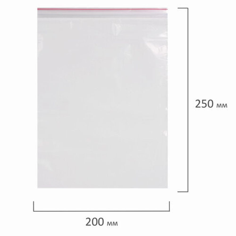 Пакеты с замком (гриппер), комплект 100 шт., 200х250 мм, ПВД, толщина 40 микрон, BRAUBERG, 606215